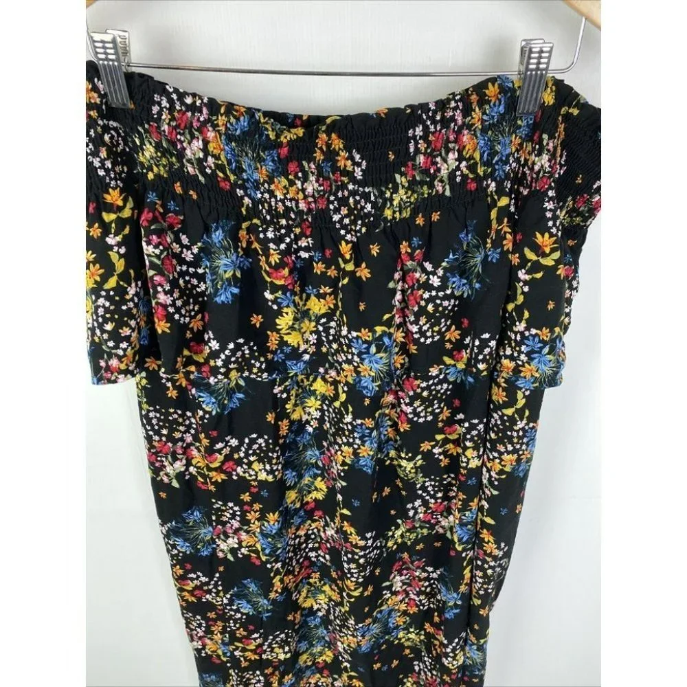 Target Size 18 Black Floral Off Shoulder Shift Dress - Picture 2 of 8